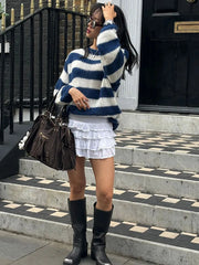 Striped Crew Neck Knit Sweater
