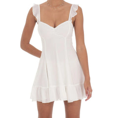 Ruffle Strap Tie Up Mini Babydoll Dress