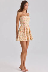 Spaghetti Strap Pleated Hem Mini A-line Dress
