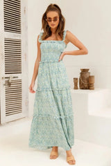 Flowers Print Off Shoulder Long Dress