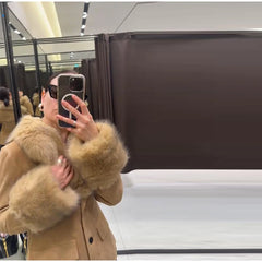 Brown Suead Faux Fur Patchwork Jacket
