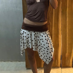 Polka Dot Low Rise Irregular Short Skirt - Streetwear A-Line