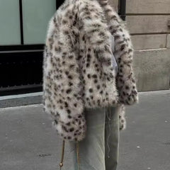 Leopard Print Faux Fur Coat