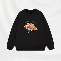 Croissant Bow Round Neck Pullover