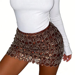 Sequin Beaded Mini Skirt