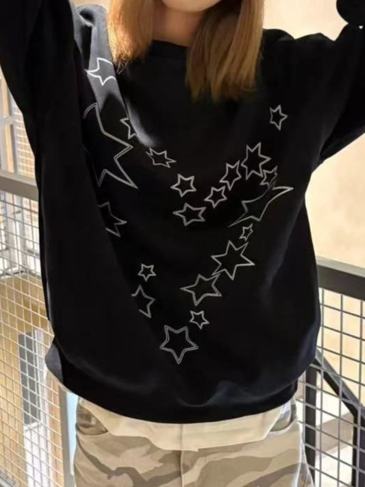 Star Print O-Neck Sweatshirt