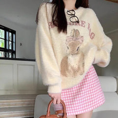 Rabbit Print Plush Sweater