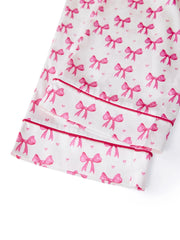 Bow Print Satin Loungewear Pajama Set