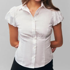 Button Down Lapel Top - Polka Dot Slim Fit