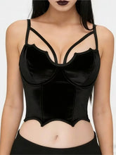 Black Velvet Spaghetti Strap Crop Top