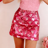 Heart High Waist Sequin Mini Skirt