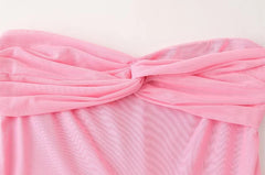 Mesh Scarf Strapless Long Dress