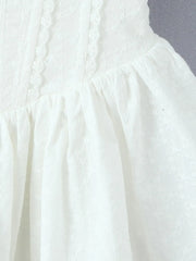 White Square Collar Sleeveless Bow Corset Puffy Short Dress