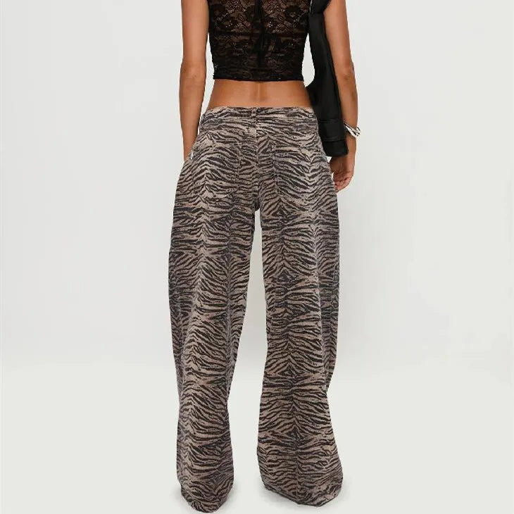 Person wearing zebra print pants