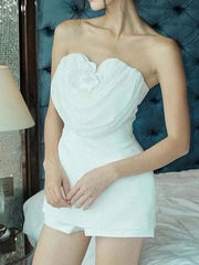 Heart Draped Strapless Mini Dress