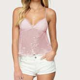 Sequin Sheer Cami Crop Top