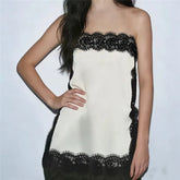 Satin Lace Trim Sling Tube Top