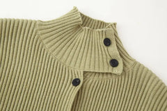 Turtleneck Knitted Stripe Textured Short Cardigan