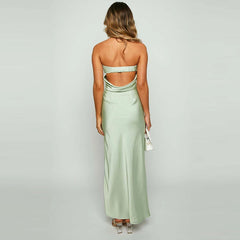 Satin Strapless Crop Top & Long Skirt Set