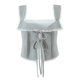 Lace Spliced V Neck Tank Top