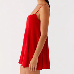 Red Sleeveless Thin Strap Mini Dress