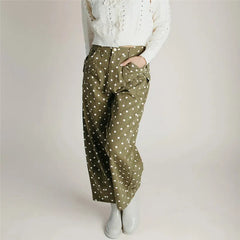 Polka Dot High Waist Multi Pocket Cargo Pants