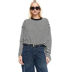 Contrast Striped O-Neck Long-Sleeve T-shirt