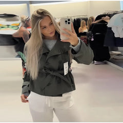 Stand Collar Short Trench Jacket