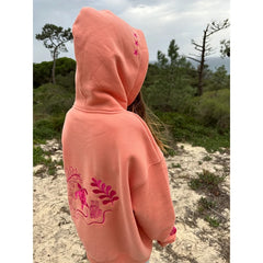 Beach Coral Embroidered Hooded Sweatshirt