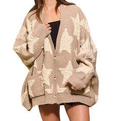 Star Embroidery Loose Cardigan