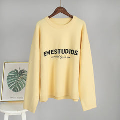 Letter Print Full Sleeve Loose Sweater