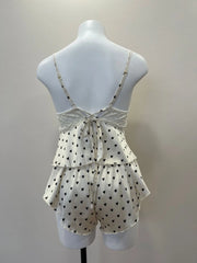 Satin Dotted Cami Crop Top with Shorts Sleepwear Set