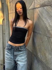 Button Patchwork Tank Top