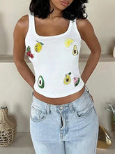 Patchwork Sequins White Tank Top