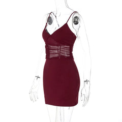 Mesh Spaghetti Strap Bodycon Mini Dress