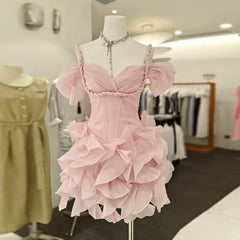 Ruffle Braided Strap Off-Shoulder Mini Dress