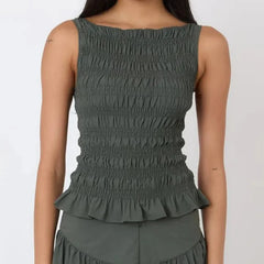Elastic Ruched Vest Tank Top