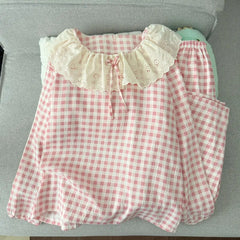 Frill Collar Long-Sleeve Pajama Set