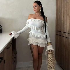 Ruffle Off Shoulder Short Dress