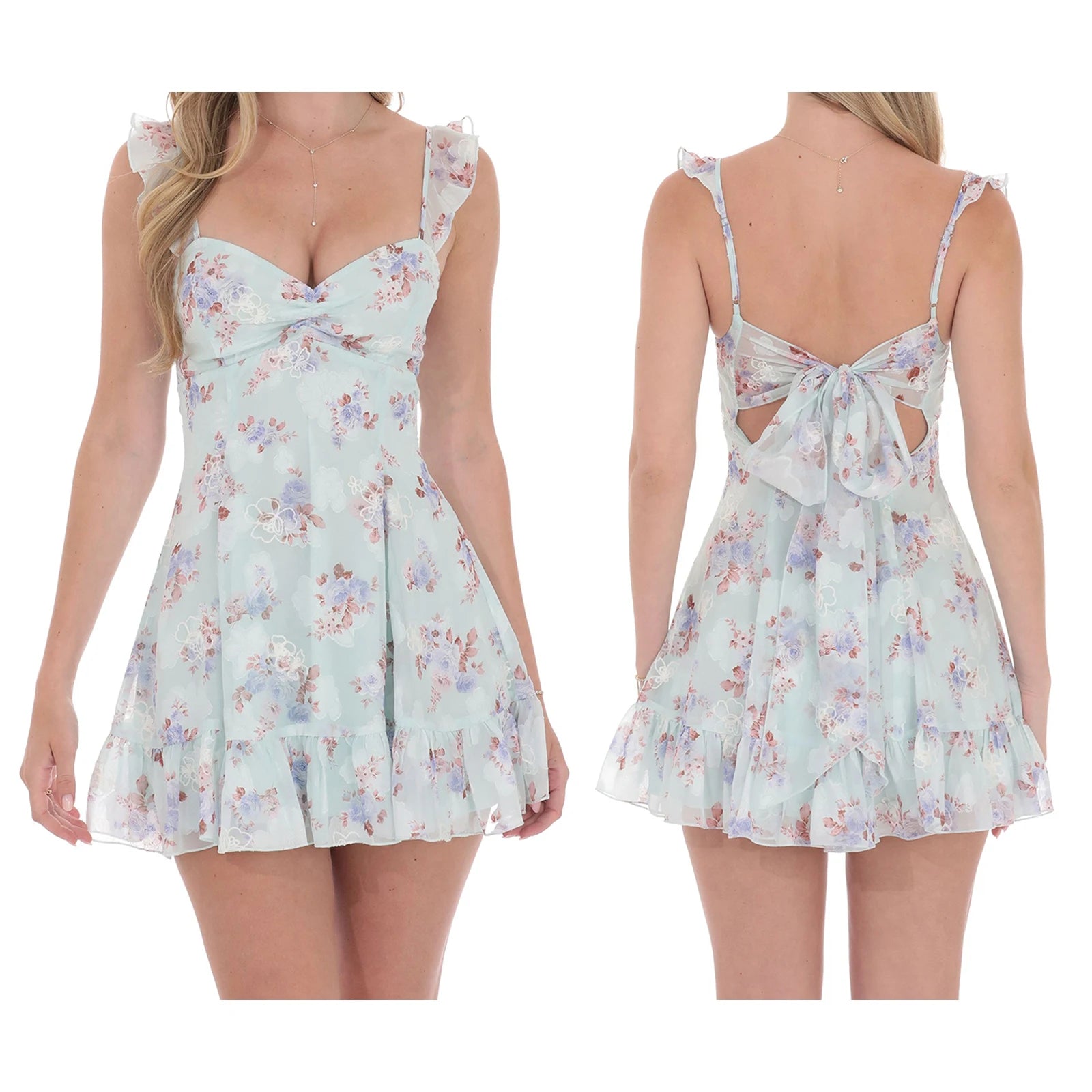 Floral dress with a bow detail