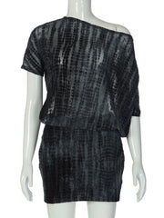 Tie Dye One Shoulder Open Back Mini Dress