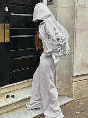 Metal Hole Zip Hoodie Tracksuit