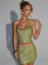 Sequin Layered Cami Top And Mini Skirt Set