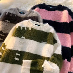 Striped Fuzzy Knit Sweater