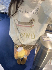 Cartoon Puppy Breakfast Printed Sweatshirt