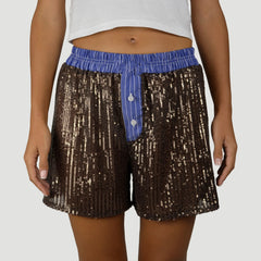 Sequined Patchwork Pyjama Shorts