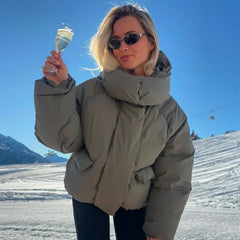 Hooded Padded Stand Collar Coat