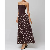 Polka Dot Hem Tank Patchwork Maxi Dress