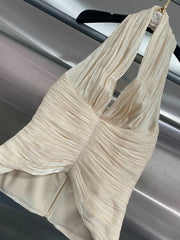 Apricot Spliced Folds Halter Top