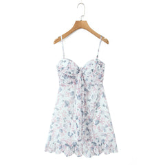 Shell Printed Tie Up Cami Mini Dress